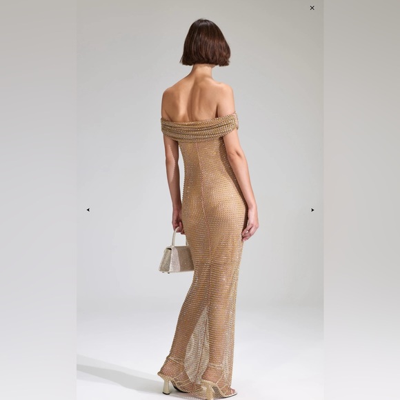 Self Portrait Tan Rhinestone off the shoulder dress - Picture 11 of 12